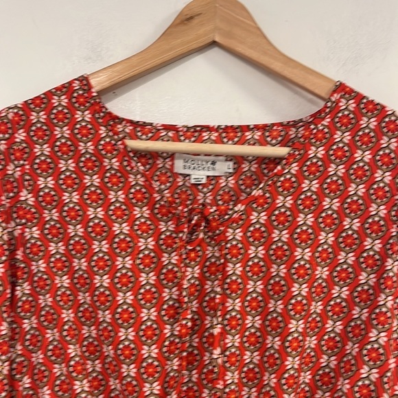 Molly Bracken red Long Sleeve Mosaic Printed Top - size large - Picture 9 of 11